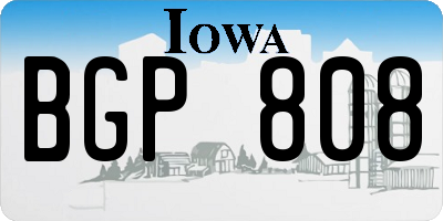 IA license plate BGP808