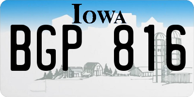 IA license plate BGP816