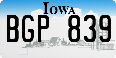 IA license plate BGP839