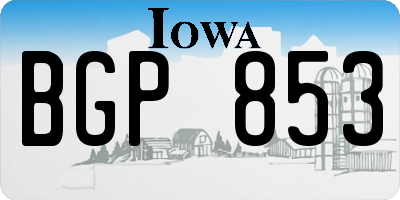 IA license plate BGP853