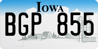 IA license plate BGP855