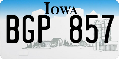 IA license plate BGP857