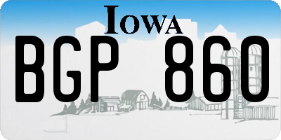 IA license plate BGP860
