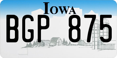 IA license plate BGP875