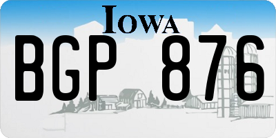 IA license plate BGP876