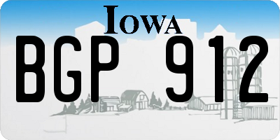 IA license plate BGP912