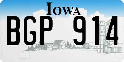 IA license plate BGP914