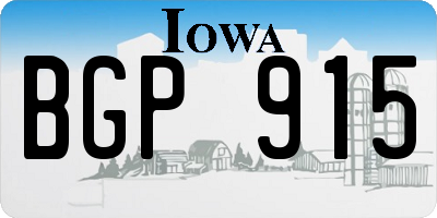 IA license plate BGP915