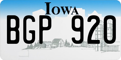 IA license plate BGP920