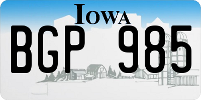 IA license plate BGP985
