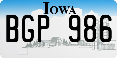 IA license plate BGP986