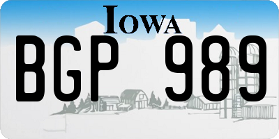 IA license plate BGP989
