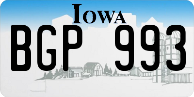 IA license plate BGP993