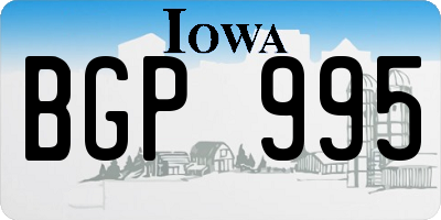 IA license plate BGP995