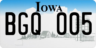 IA license plate BGQ005