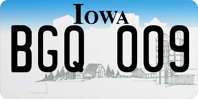 IA license plate BGQ009