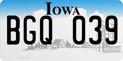 IA license plate BGQ039
