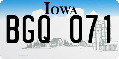 IA license plate BGQ071