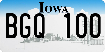 IA license plate BGQ100