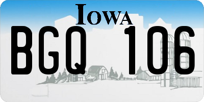 IA license plate BGQ106