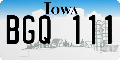 IA license plate BGQ111