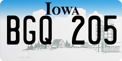 IA license plate BGQ205