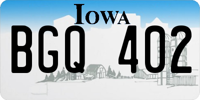 IA license plate BGQ402