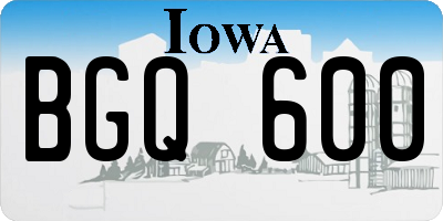 IA license plate BGQ600