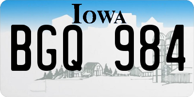 IA license plate BGQ984