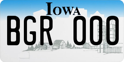 IA license plate BGR000
