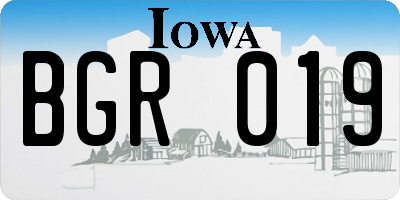 IA license plate BGR019