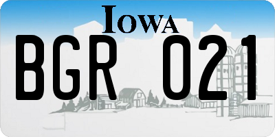 IA license plate BGR021