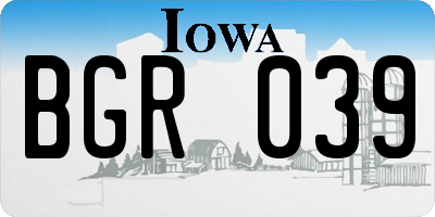 IA license plate BGR039