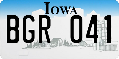 IA license plate BGR041