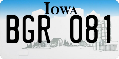 IA license plate BGR081