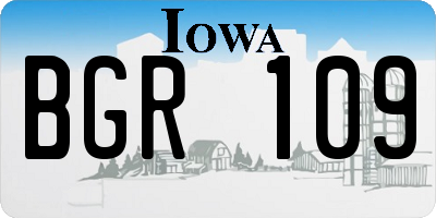 IA license plate BGR109