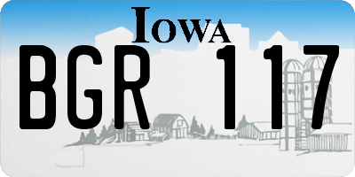 IA license plate BGR117