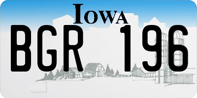IA license plate BGR196