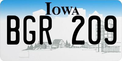 IA license plate BGR209