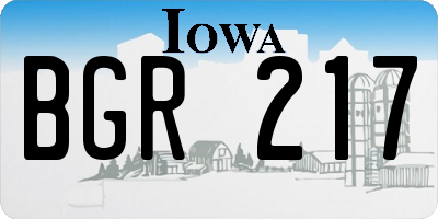 IA license plate BGR217