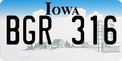 IA license plate BGR316