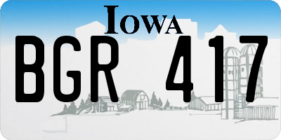 IA license plate BGR417