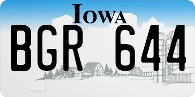 IA license plate BGR644