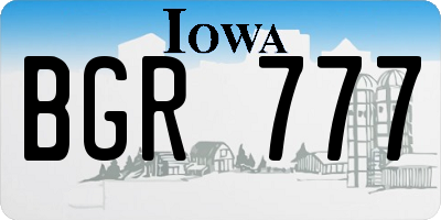 IA license plate BGR777