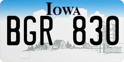 IA license plate BGR830