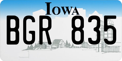 IA license plate BGR835