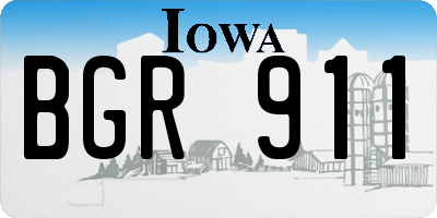 IA license plate BGR911