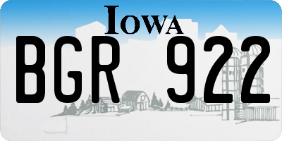 IA license plate BGR922