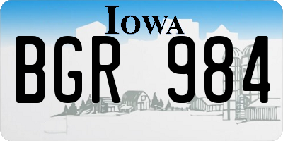 IA license plate BGR984