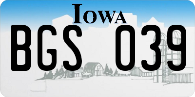 IA license plate BGS039